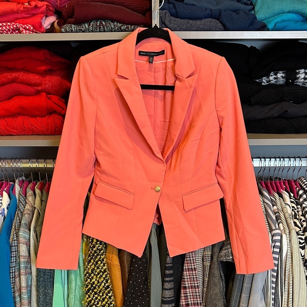 WHBM coral one button closure 2 pocket blazer size 2
